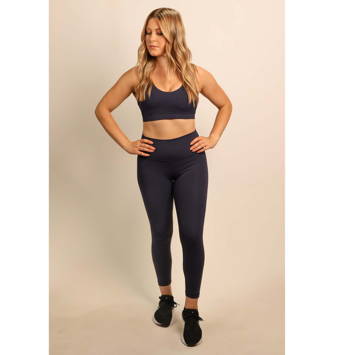 Quoia Be Your Strength High-Waist Leggings In Navy