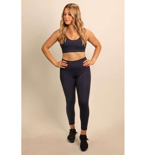 Quoia Be Your Strength High-Waist Leggings In Navy